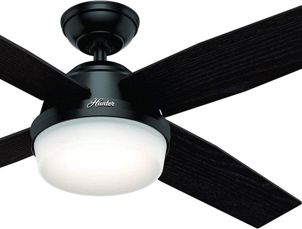 Hunter Fan 52 inch Contemporary Ceiling Fan in Matte Black with LED Light and Remote Control (Renewed)