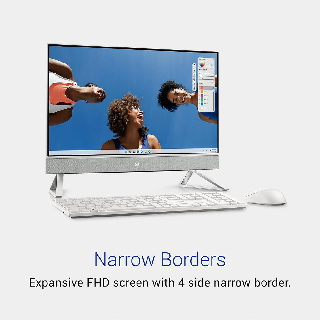 Dell Inspiron 5430 All in One Desktop - 23.8-inch FHD (1920 x 1080) Display, Intel Core 3-100U, 8GB DDR4 RAM, 512GB SSD, Integrated Graphics, Windows 11 Home, Onsite Service - White