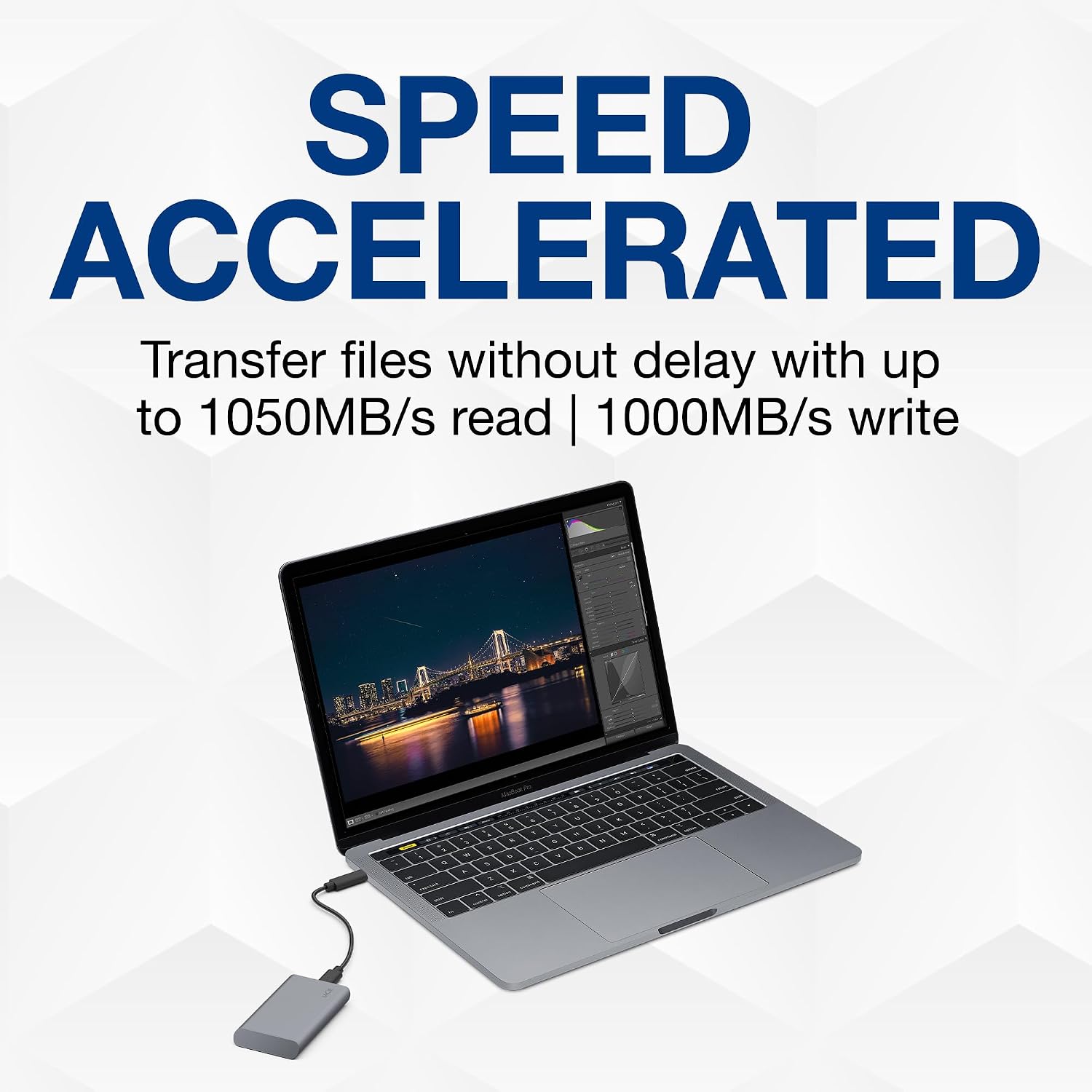 LaCie Mobile Drive Secure 500GB External Solid State Drive Portable SSD - Space Grey, USB-C 3.2, for PC and Mac, Recycled Materials, with Adobe All Apps Plan and Rescue Services (STKH500800)