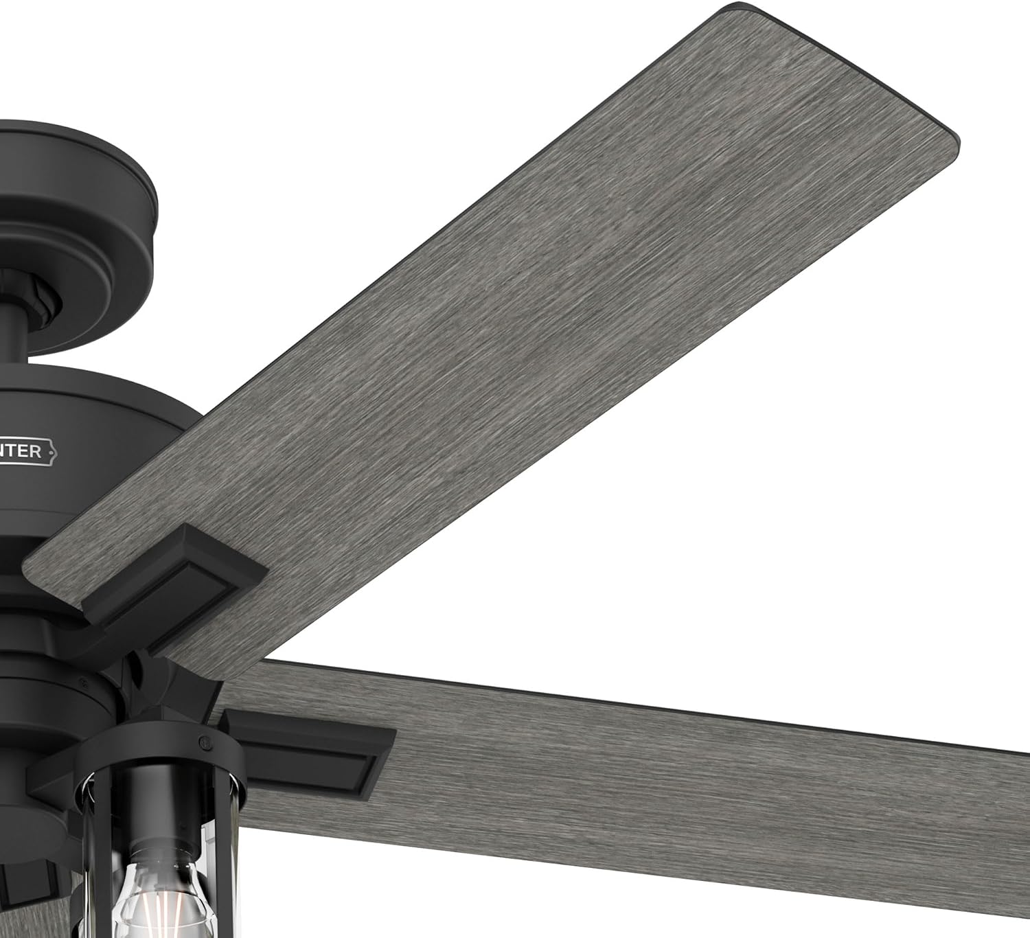 Hunter - Astwood II Indoor Ceiling Fan With Light, Remote, 52-inch, Casual-style, 4-speed WhisperWind Motor, Ceiling Fans for living rooms, bedrooms, home offices, kitchens (Matte Black)