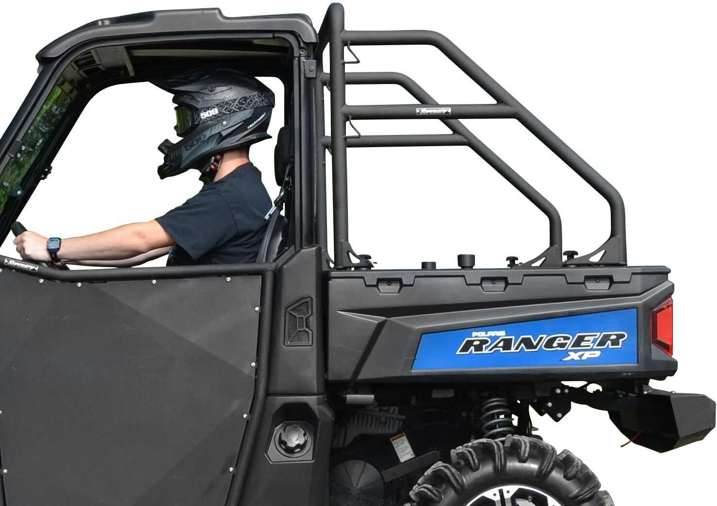SuperATV Heavy Duty Rear Sport Accessory Bar For Polaris Ranger XP 570 / XP 900 / XP 1000/1000 / Diesel 1000 / Midsize 500/570 / EV/ETX Crew (See Fitment) | Wrinkle Black | Easy Installation