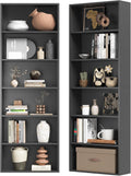 71.5' Tall Bookshelves and Bookcases Set of 2, 6 Tier Display Storage Shelves Home Decor Furniture for Home Office, Living Room, Bed Room (Black, 21.9' Wide)