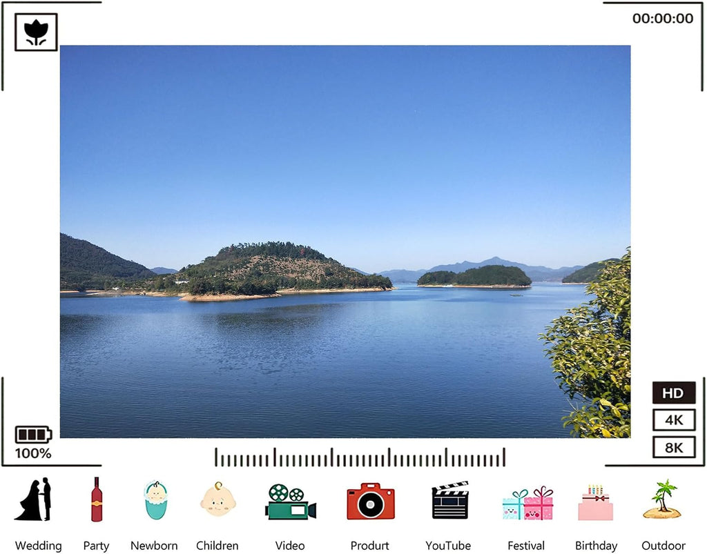 Trykid 20x10ft Lake Island Vista Backdrop Clear Bright Blue Water Lush Tree Covered Islands Rolling Distant Hills Clouds Photography Background Nature Party Decoration Photo Booth Prop Fabric