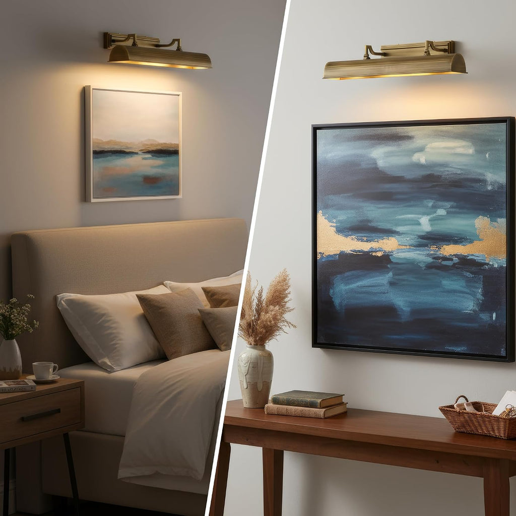 24in Modern Brass Picture Lights for Wall Hardwired, 4 Light Gold Wall Picture Light for Above Picture Frame, Accent Light for Living Room, Bookcase, Library Display E12 Base No Bulbs