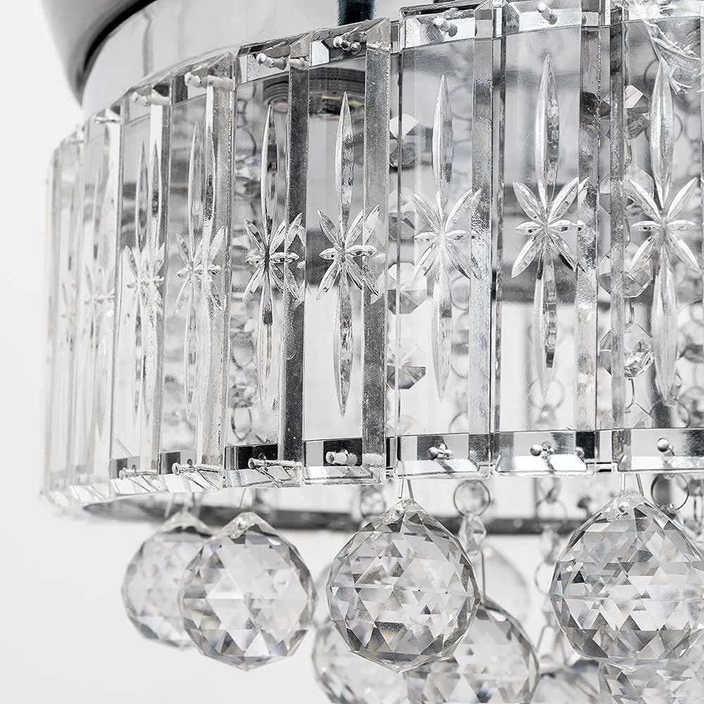 42' Modern Fandelier Retractable Ceiling Fan with Light Remote Control Crystal Chandelier Fan with 3 Color Changes 3 Fan Speeds Silent LED Ceiling Fan for Dining Living Room Bedroom