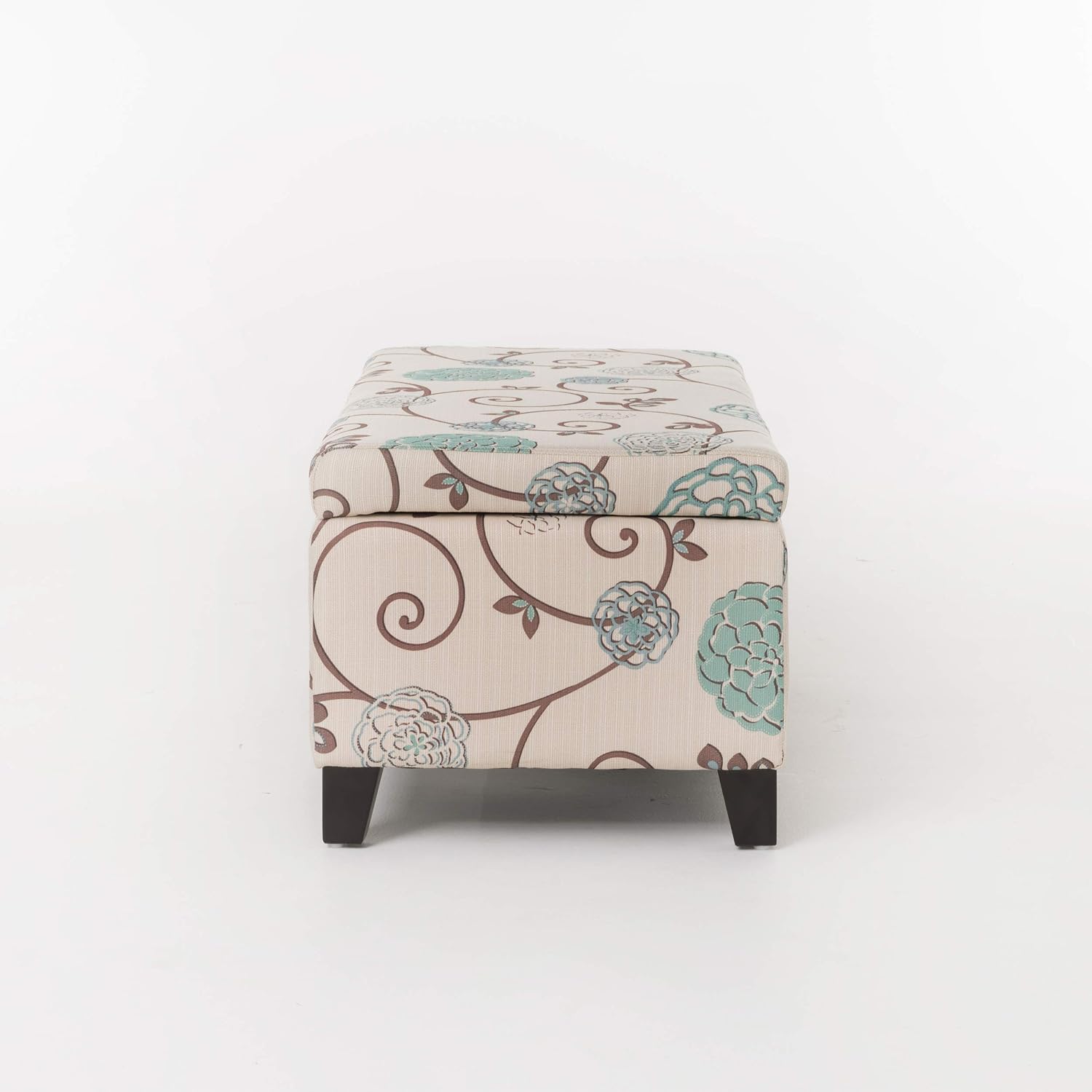 Christopher Knight Home Breanna Fabric Storage Ottoman, White And Blue Floral