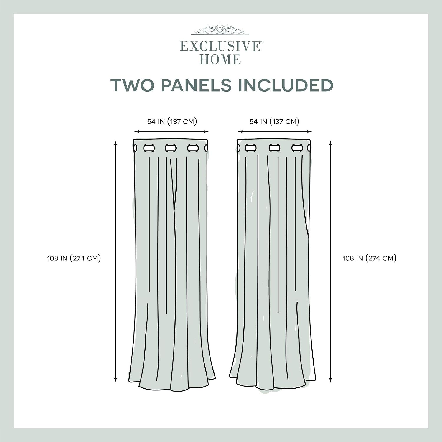 Exclusive Home Loha Linen Curtain Dove Grey Grommet Top | 54'x108' | Light Filtering | Pack of 12