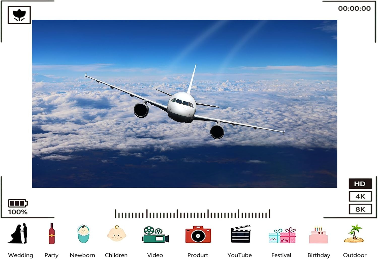 Trykid 20x10ft Commercial Airplane in Flight Backdrop Above Clouds Clear Blue Sky Photography Background Home Wall Decor Travel Theme Party Decoration Photo Booth Prop Fabric