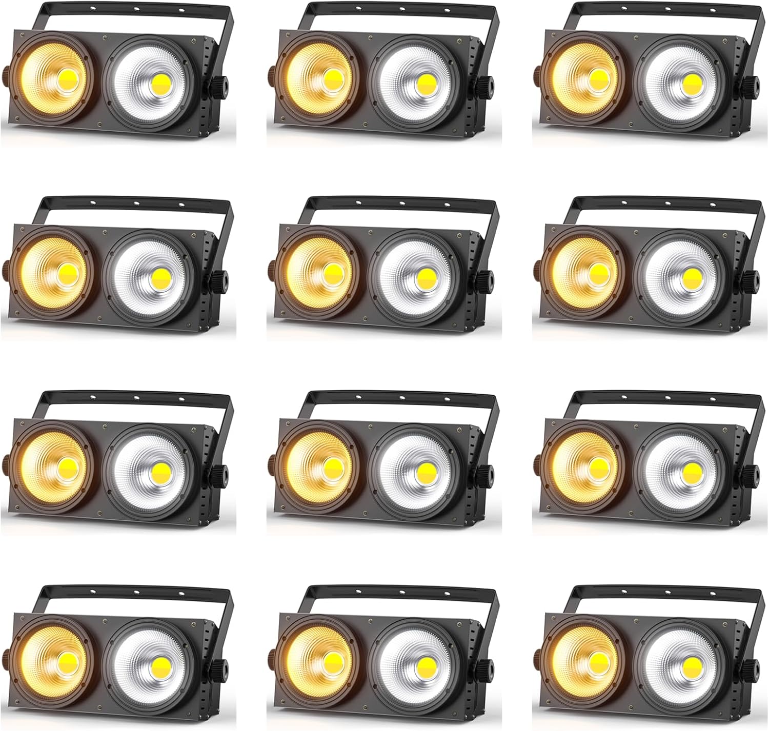 200W Blinder Stage Lights, 2-in-1 Warm & Cool White COB Spotlights, LED Par Lights with Auto/Sound/DMX/Master-Slave Audience Light for Events Wedding Theater Church Concert Party 12 Packs