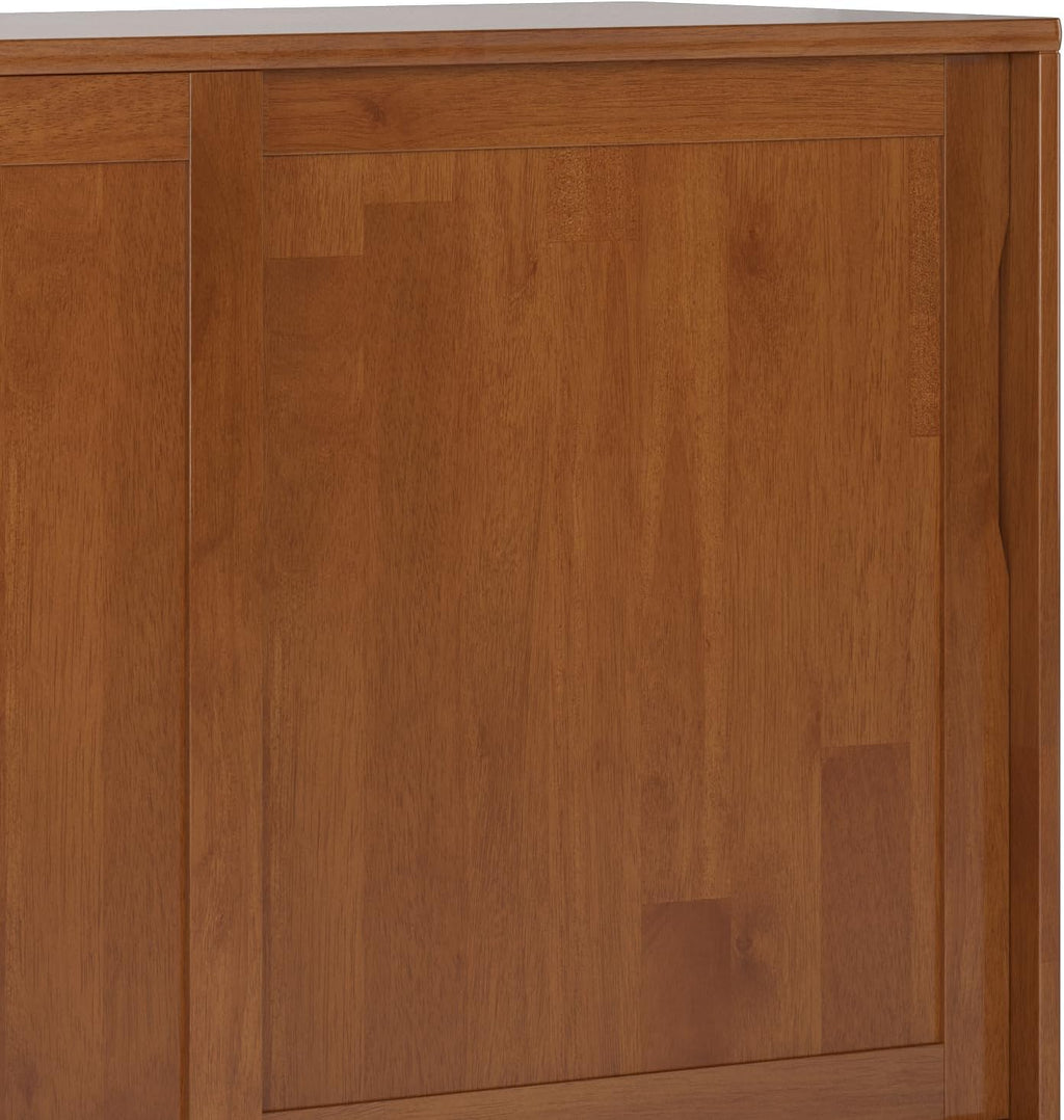 SIMPLIHOME Harper Solid Wood 48 inch Storage Cabinet in Teak Brown (Set of 2) for the Living Room, Entryway and Family Room