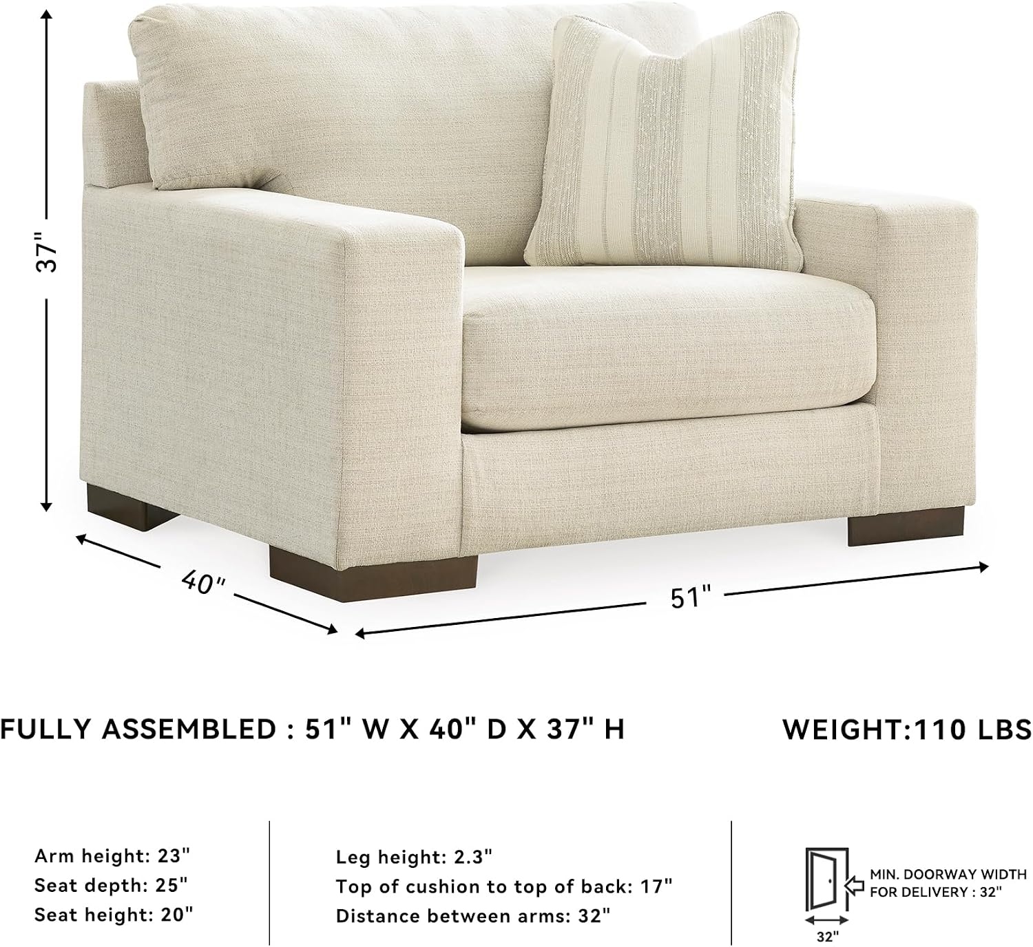 Signature Design by Ashley Maggie Contemporary Upholstered Chair and a Half, Beige