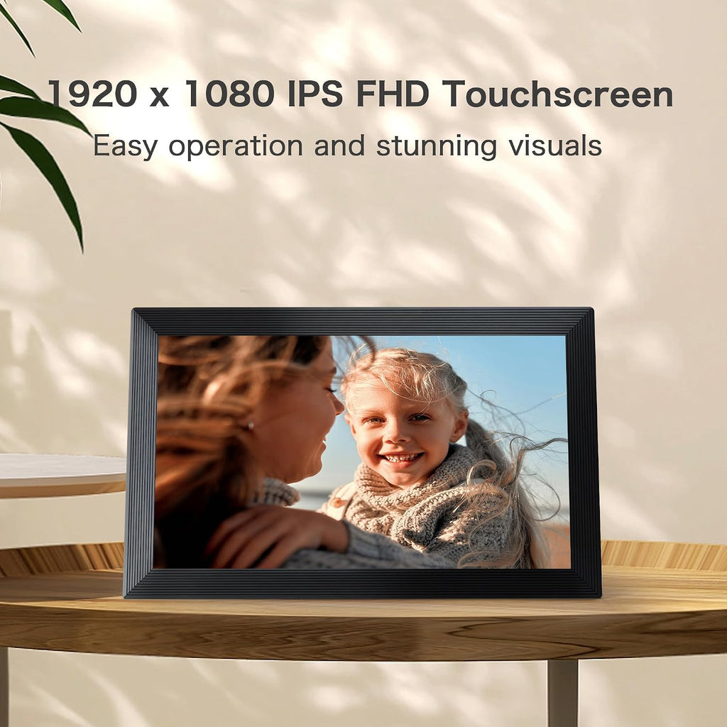 Digital Picture Frame WiFi, 15.6 Inch Frameo Digital Photo Frame, 32GB Memory, 1920*1080 IPS HD Touch Screen, Auto-Rotate, Share Pictures Video Instantly, Gift for Mom, Wedding, Birthday, Anniversary