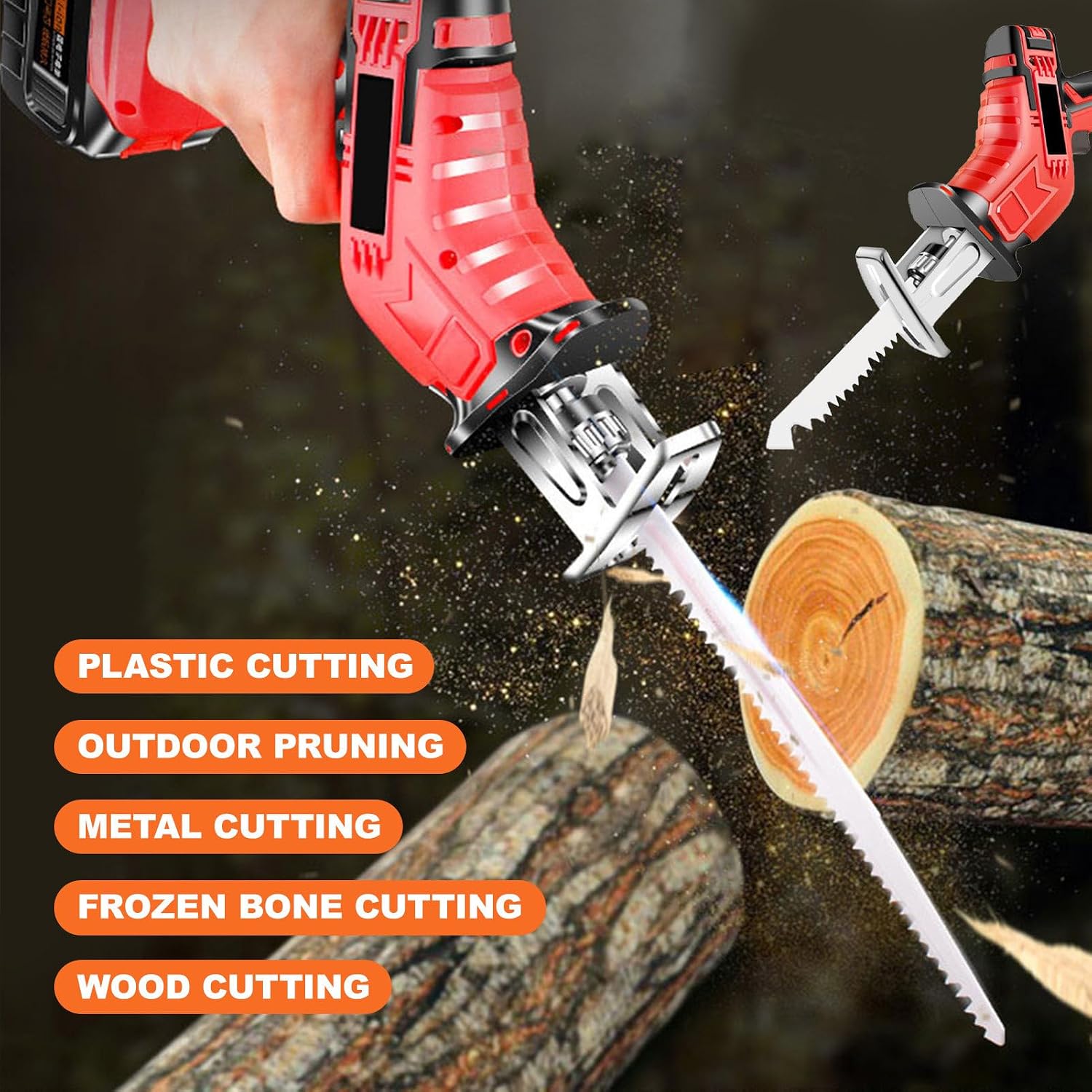 Cordless Bone Saw Machine-Electric Reciprocating Saw-Butcher Cutting Machine with Rechargeable Battery & 5 Blades & Storage Box,Electric Hand Saw Meat Cutter for Bone/Wood/Metal,2Battery