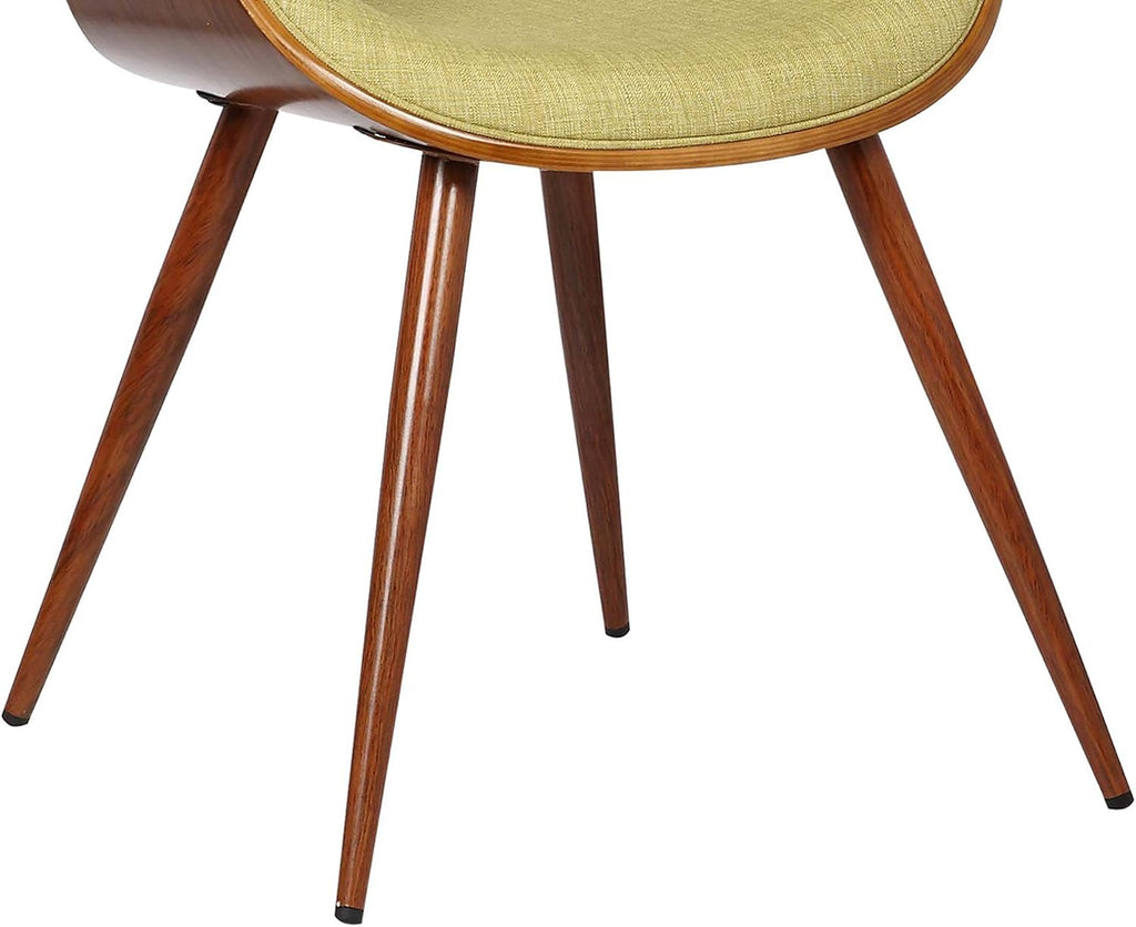 Armen Living Butterfly Mid-Century Dining Chair in Walnut Finish and Green Fabric
