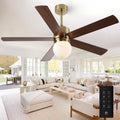 Gold Ceiling Fans with Lights and Remote, 52 Inch Rustic Ceiling Fan with Light for Bedroom, Chandelier Ceiling Fans for Living Room Indoor Outdoor, 6-Speed Reversible DC Motor, Dimmable LED 3CCT
