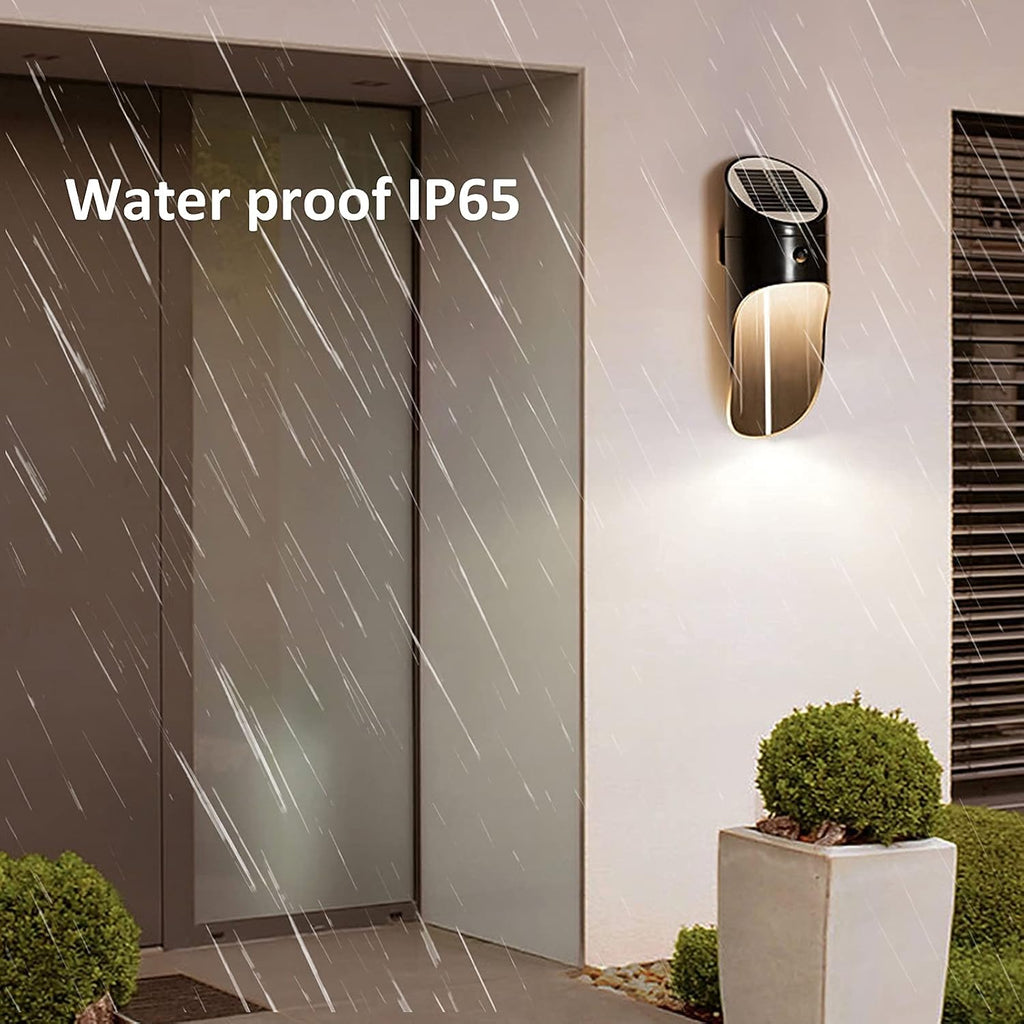 Outdoor Solar Wall Lights with Motion Sensor Weatherproof IP65 Outside Wall Lamps LED Warm White 3000K Wall Sconces for Garden