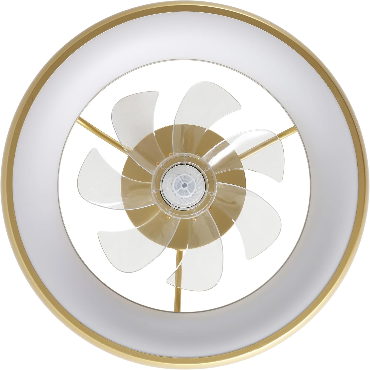 Oval AIR Loren 20' Small Smart Ceiling Fan with Light, Semi Flush Mount, Quiet 6-Speed Reversible Motor, Dimmable LED, Adjustable CCT, App & Remote Control, Modern Glam, Gold AIR8002A