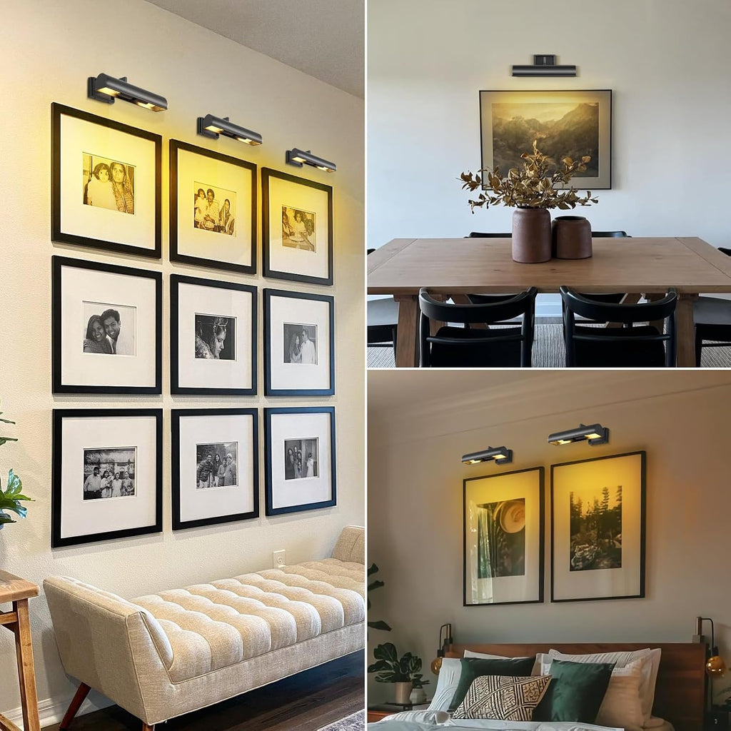 Modern 12in Bronze Picture Lights for Wall Hardwired, Black Picture Light Adjustable Picture Frames Lights Horizontal Wall Sconce for Painting, Artwork, Gallery, Bookcase Includes Bulbs