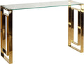 Cortesi Home Laila Console Table Stainless Steel Glass, 15.75' D x 47' W x 30.5' H, Gold,Clear