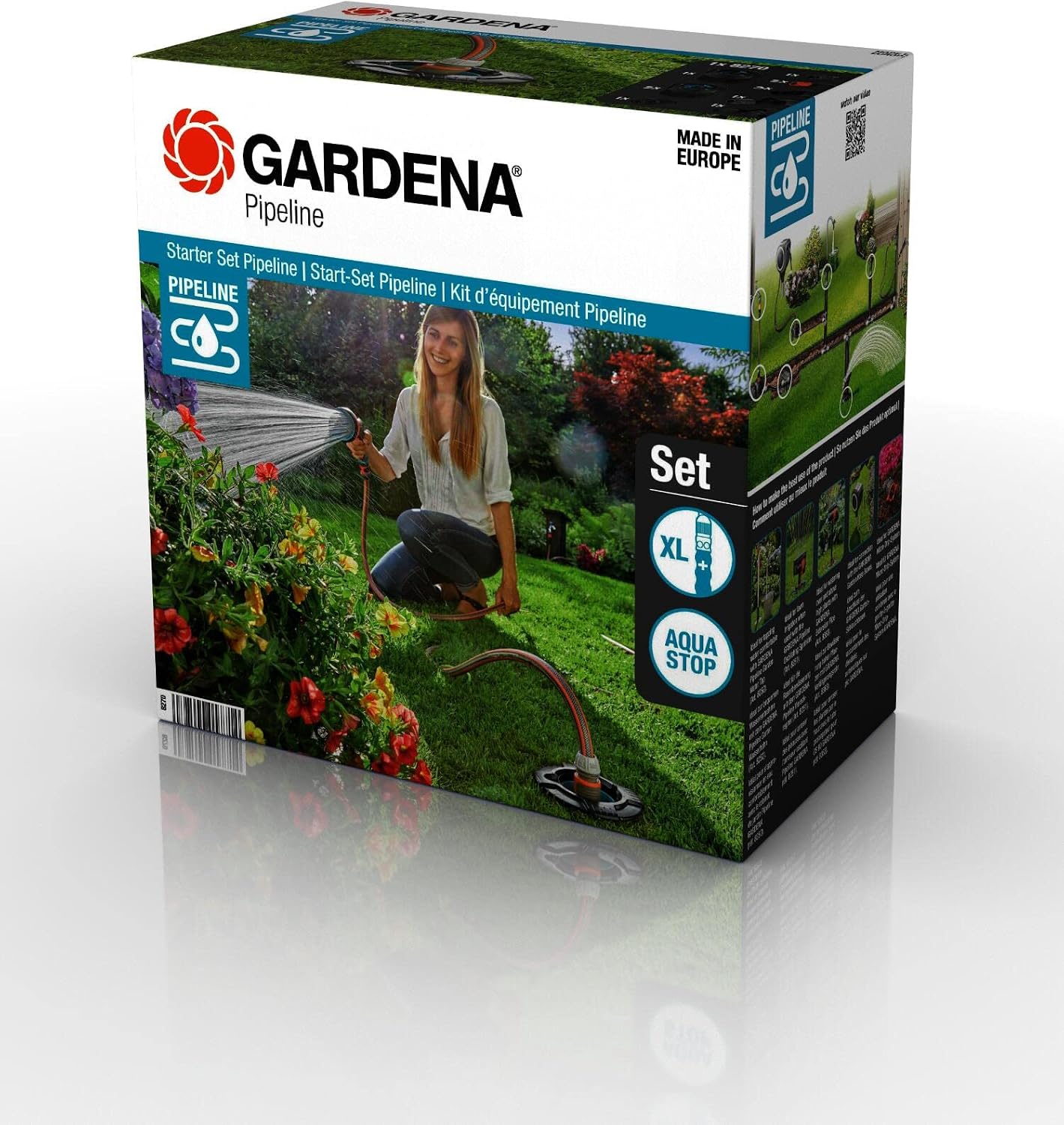Gardena Sprinkler System Pipeline Starter Set: Complete Set for Entertaining The Pipeline System, Water Removal Around The Home and Garden, Underground Mounting (08270-20) – Assorted Colors