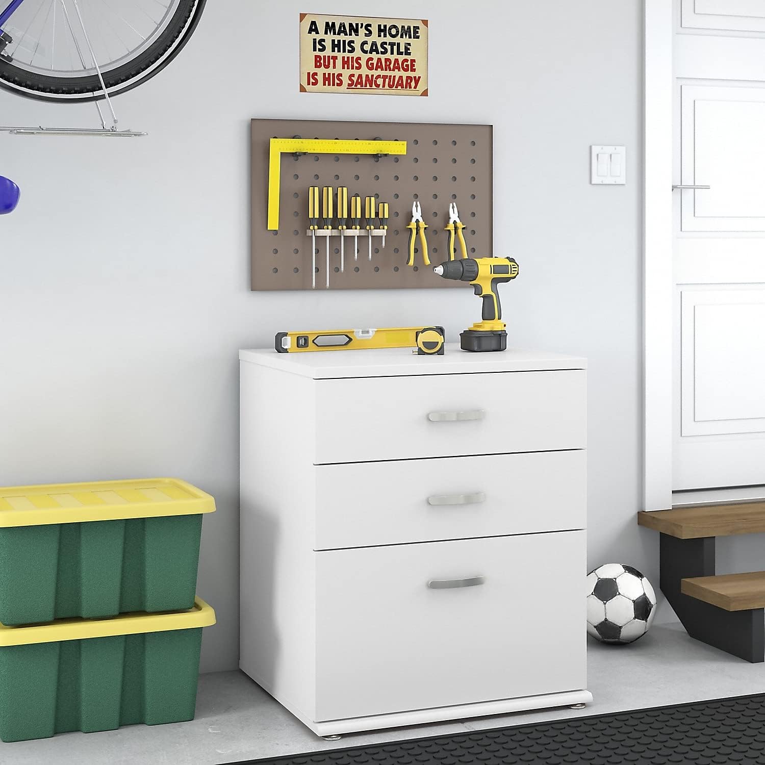 Bush Business Furniture Universal Floor Storage Cabinet with Drawers in White