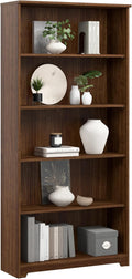 Bush Furniture Tall 5 Shelf Bookcase, Large Open Bookshelf, Sturdy Display Cabinet for Living Room or Home Office, Cabot Collection, Modern Walnut