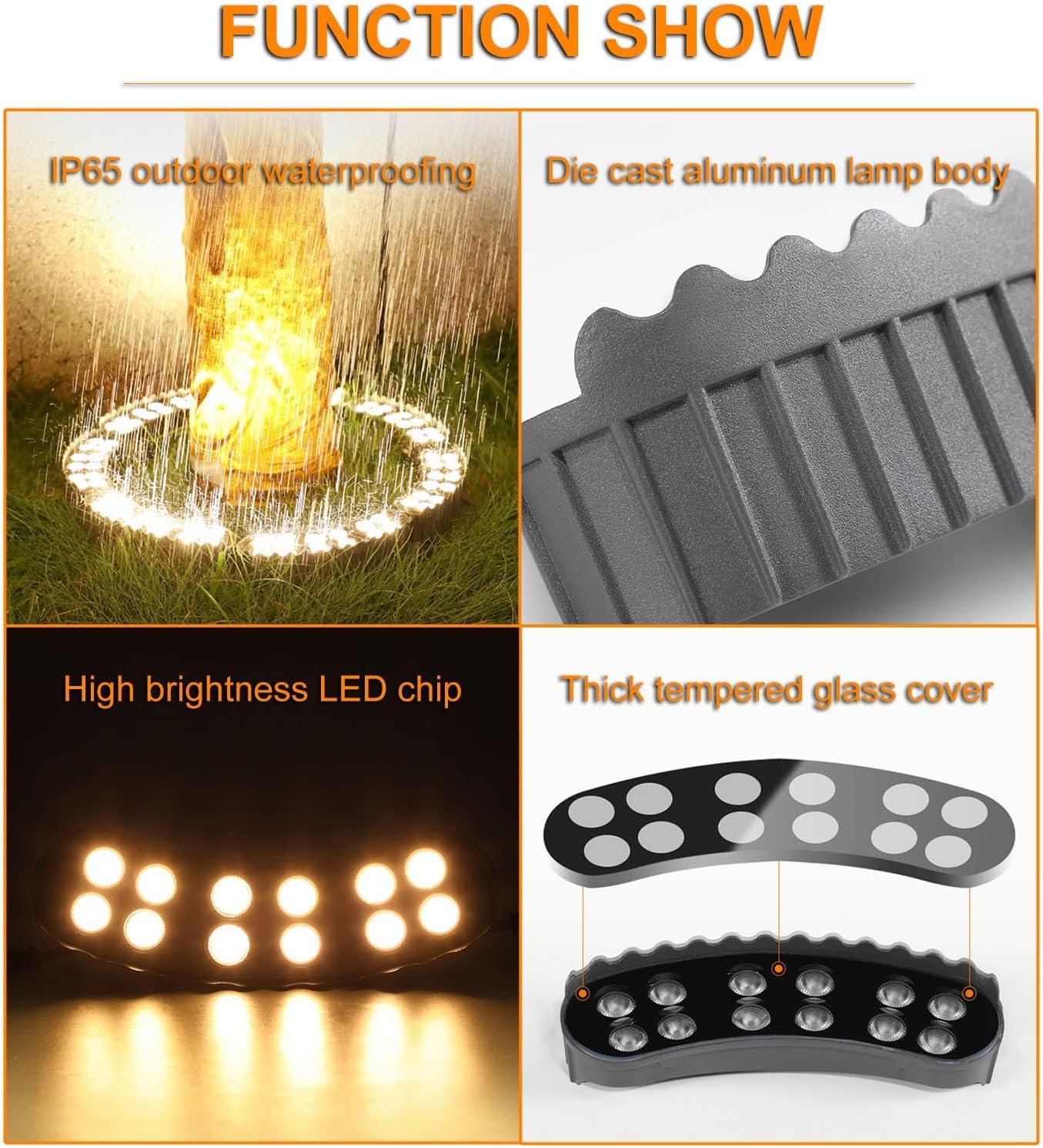 Outdoor Led Garden Lights, Courtyards Ring Tree Light, Aluminum Landscape Spotlights for Trees, Easy to Use(Warm White Light,Pack of 6)