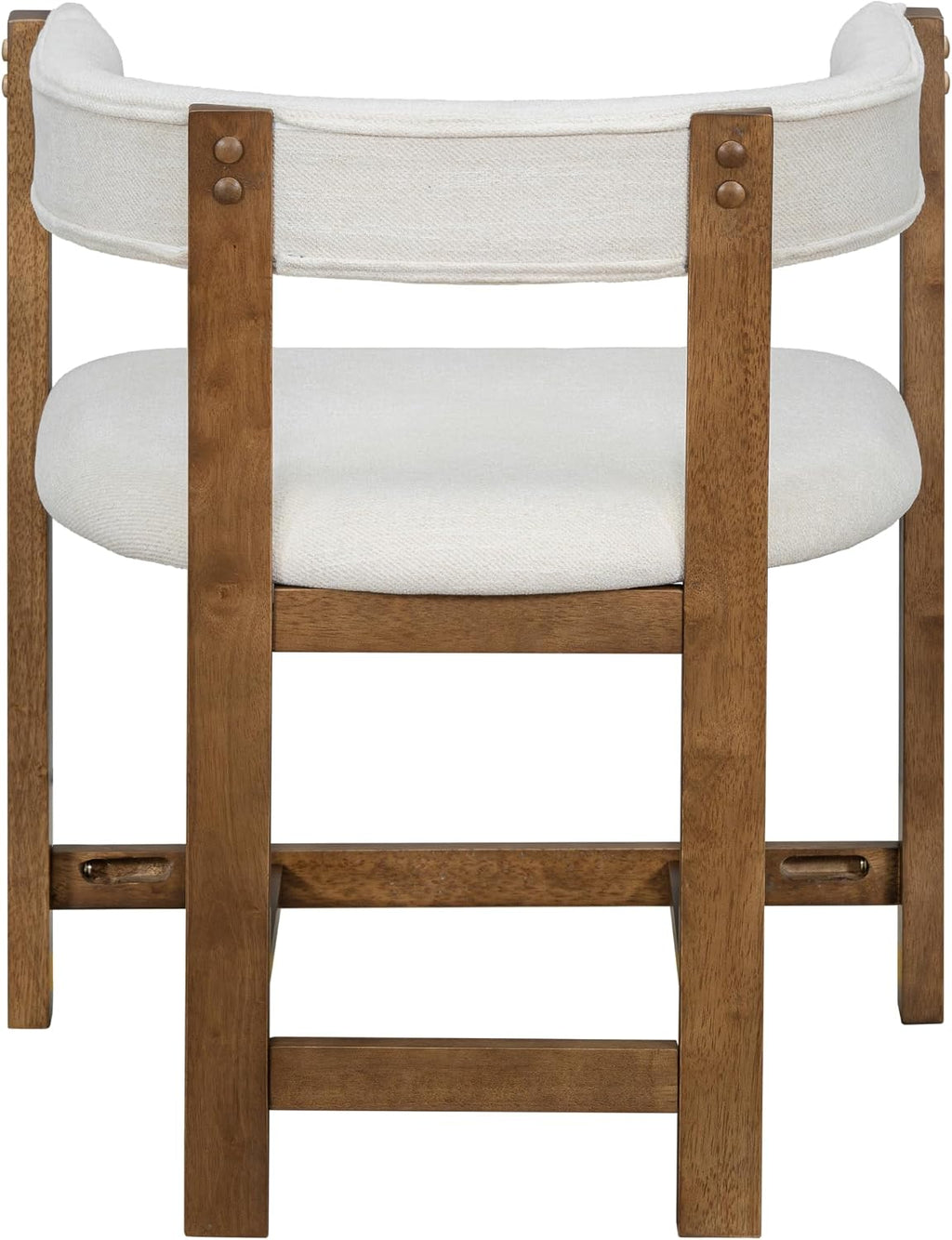 Christopher Knight Home Set of 2 Arley Modern Fabric Upholstered Dining Armchair, Sturdy Wooden Kitchen Side Chair with Ergonomic Backrest and Footrest, Soft Padded Barrel Accent Chair, Beige+Walnut