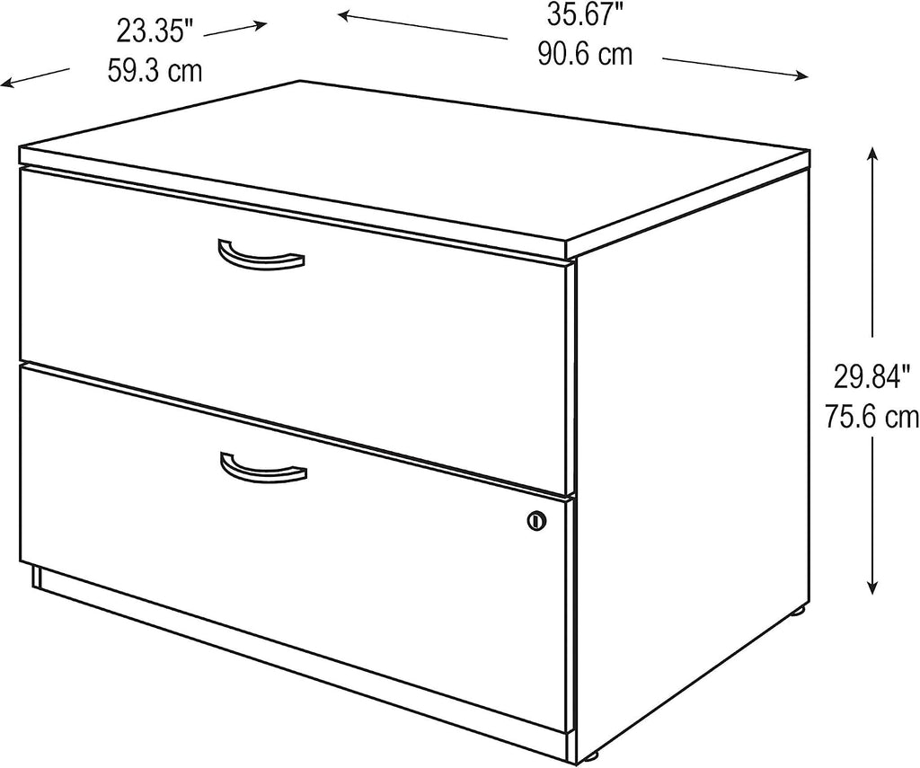 Bush Business Furniture Series C 2 Drawer Lateral File Cabinet in Hansen Cherry, Locking Document Storage for Home or Professional Office