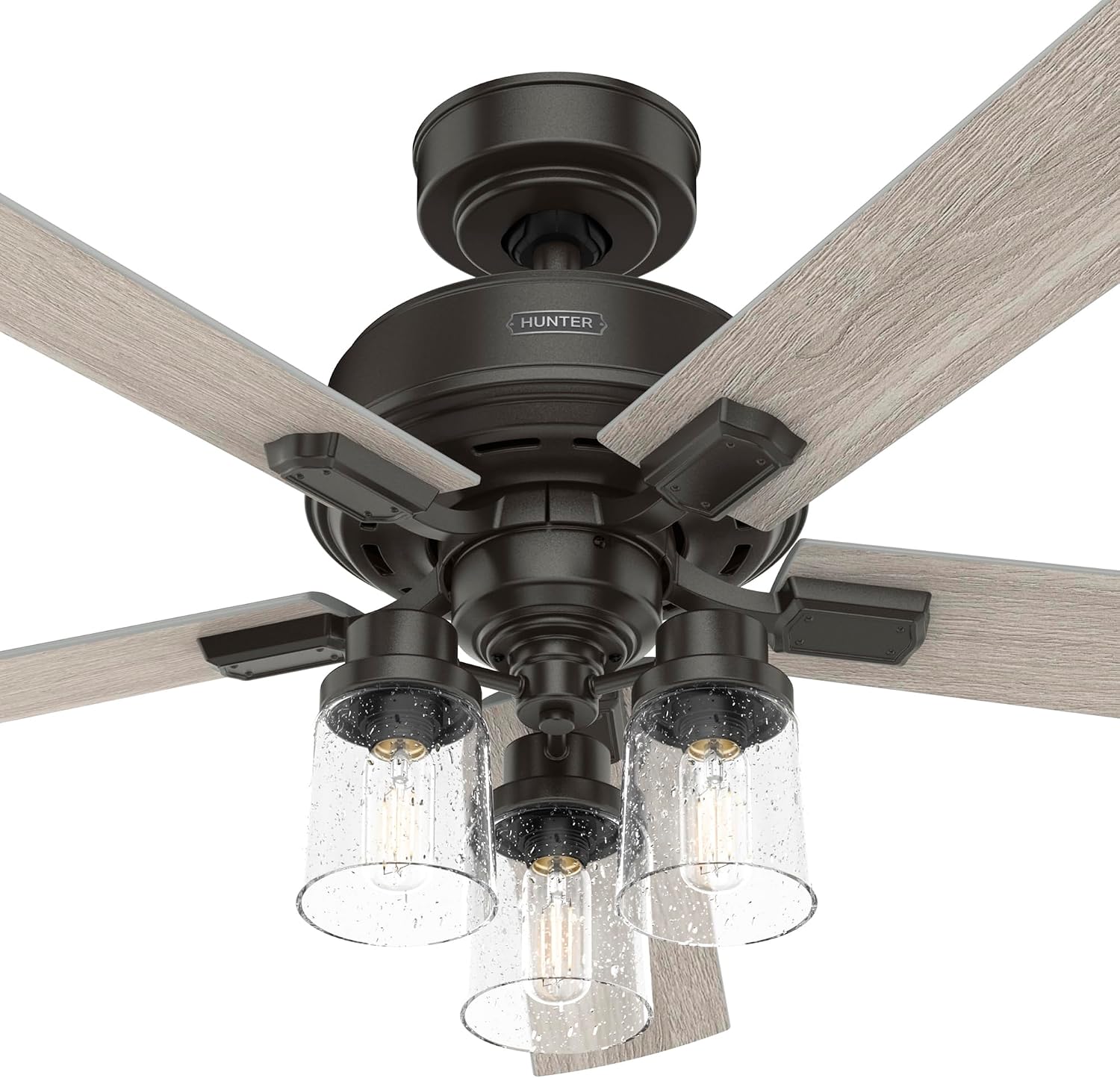 Hunter 52 inch Indoor Ceiling Fan with LED Lights and Remote Control - Bronze Ceiling Fan, Standard Mount, 5 Blades, For Bedroom, Living Room, or Kitchen, Quiet - Hartland 51854, Noble Bronze