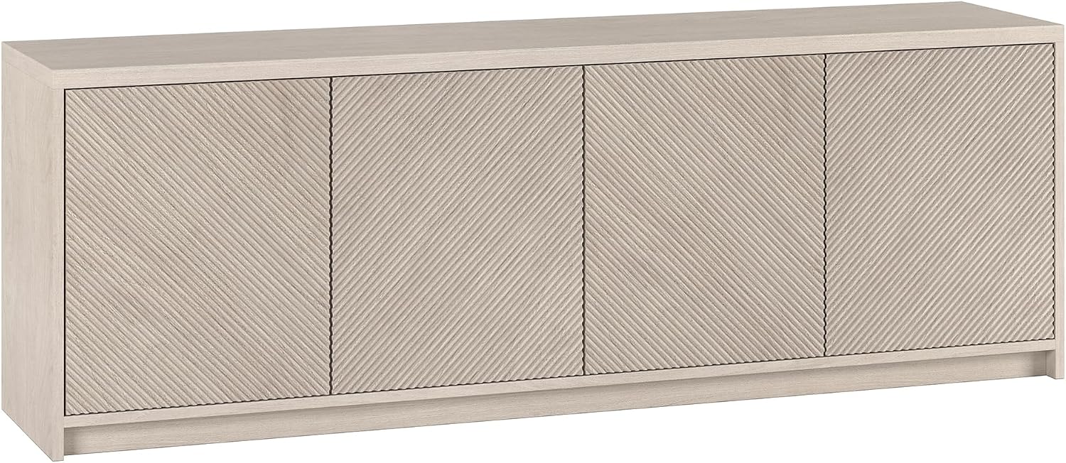 Henn&Hart Rectangular TV Stand for TV's up to 78' in Beech White, for Home, Living Room, Bedroom, Entertainment Room, Office
