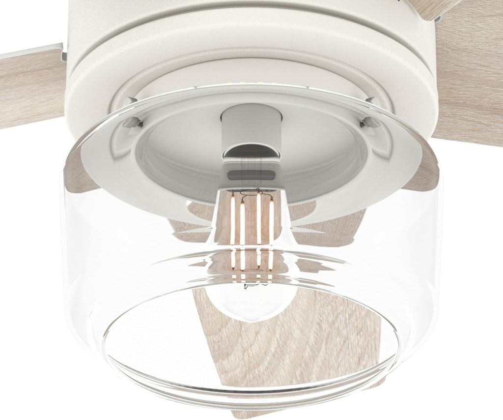 Hunter Fan 44 Inch White Indoor Ceiling fan with LED Light and Remote Control for Bedroom, Living Room/Family Room, Office, Basement, Kitchen, Dining Room (Renewed)