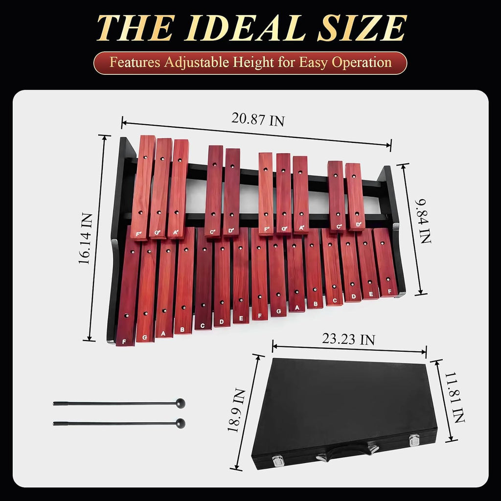Marimba Wooden Xylophone 25 key,Úvod do hudby with Carrying Case | Accurate tone;Made of solid wood;Waterproof protective case