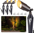 Solid Brass Outdoor Landscape Spotlight 12V Wired Low Voltage Spot Lights with 5W MR16 LED Bulb Warm White, Waterproof IP67 Outdoor Spot Lights for Yard & Garden 12V Landscape Lights 4-Pack