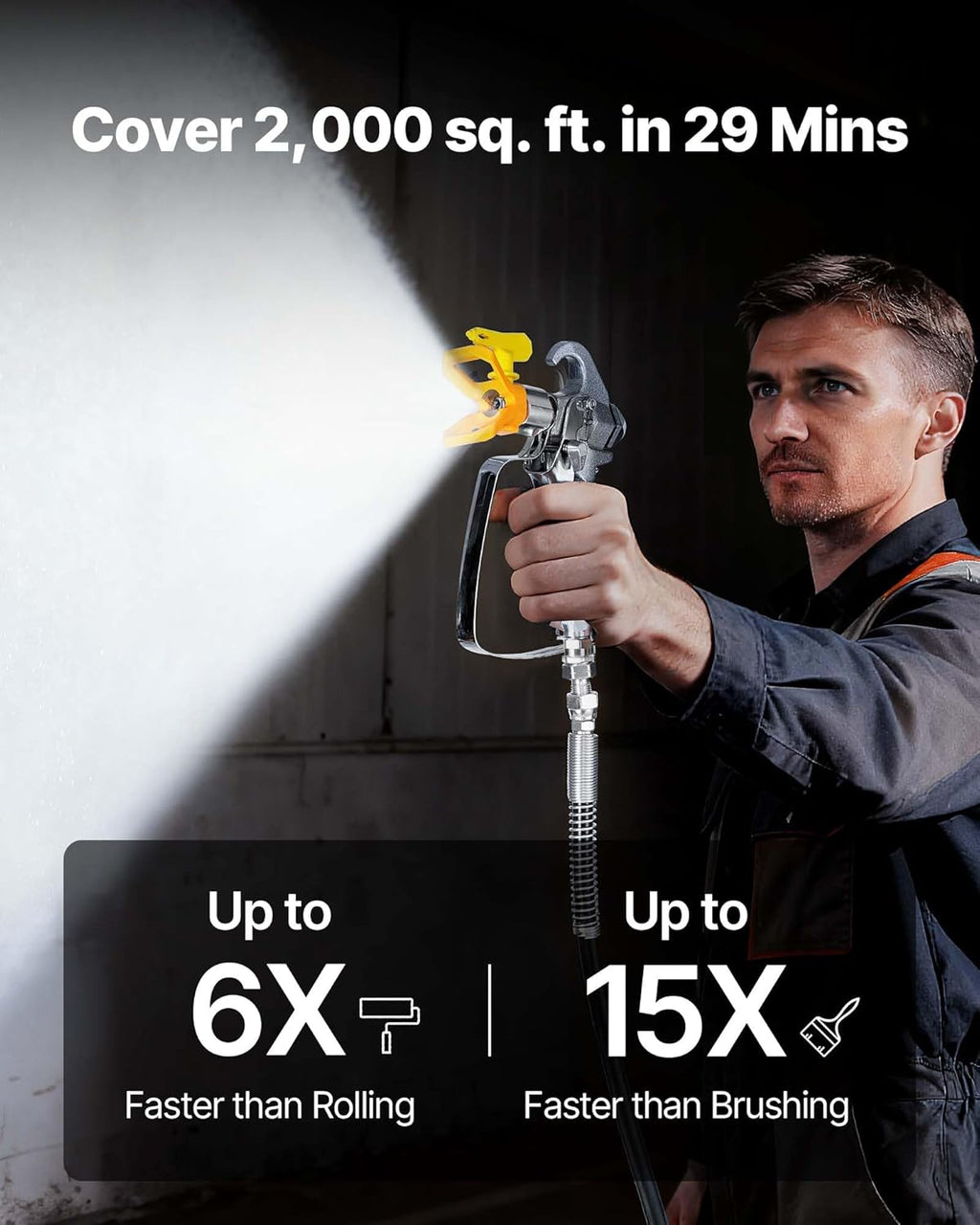 VEVOR Stand Airless Paint Sprayer, 900W, 3300PSI High Pressure Airless Sprayer, Cleaning Brush, Hose, Extension Rod, Nozzles, Electric Spray Paint Machine for Interior or Exterior of House, Fence