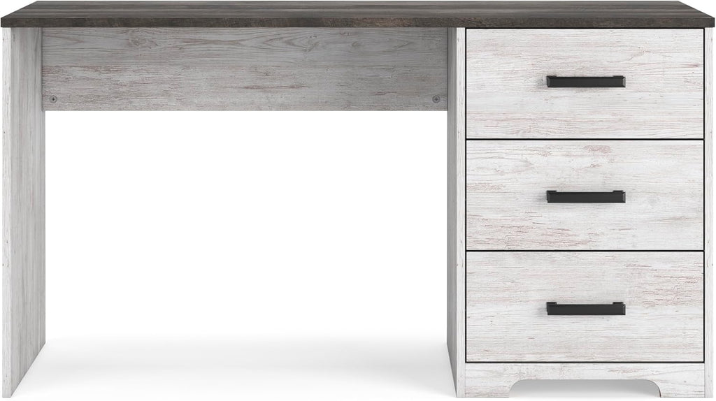 Signature Design by Ashley Shawburn Farmhouse 3-Drawer 54' Home Office Desk, White & Gray