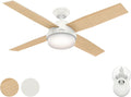 Hunter Fan 52in Fresh White Contemporary Ceiling Fan with LED Light Kit and Remote Control (Renewed)