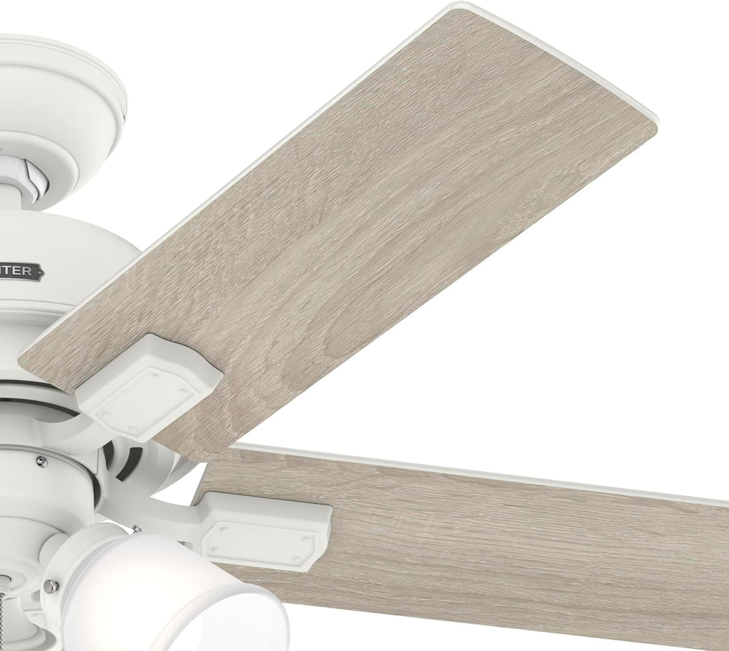 Hunter Fan 44 inch White Indoor Ceiling Fan with Lights and Pull Chain for Bedroom, Living Room/Family Room, Dining Room, Kitchen, Office (Renewed)