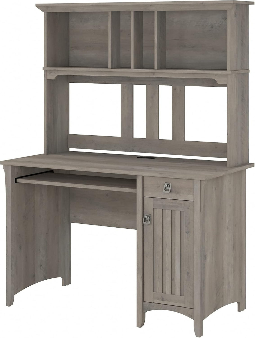 Bush Home Salinas Computer Desk with Hutch | Study Table with Drawers, Cabinets & Pullout Keyboard/Laptop Tray | Modern Home Office Desk in Driftwood Gray | Work Desk with Storage