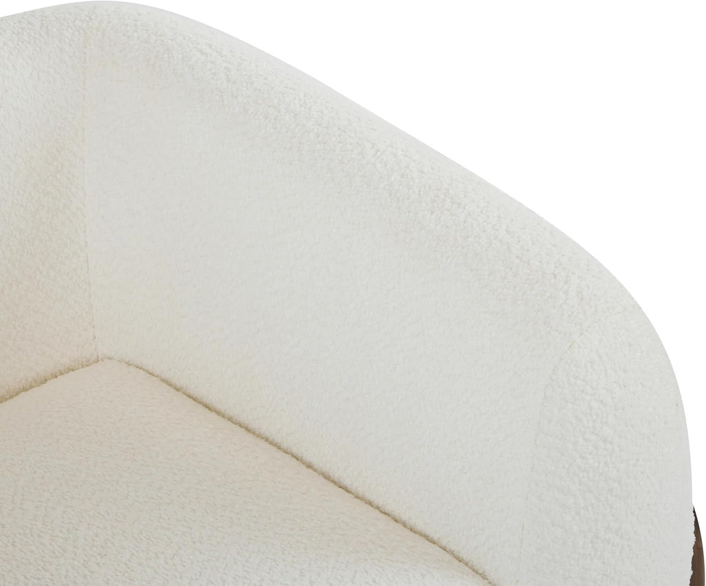 Christopher Knight Home Modern Boucle Fabric Upholstered Club Chair for Living Room, Home Office, Apartment, Relaxing Chair with Removable Cushion and Birch Wood Legs, White and Walnut