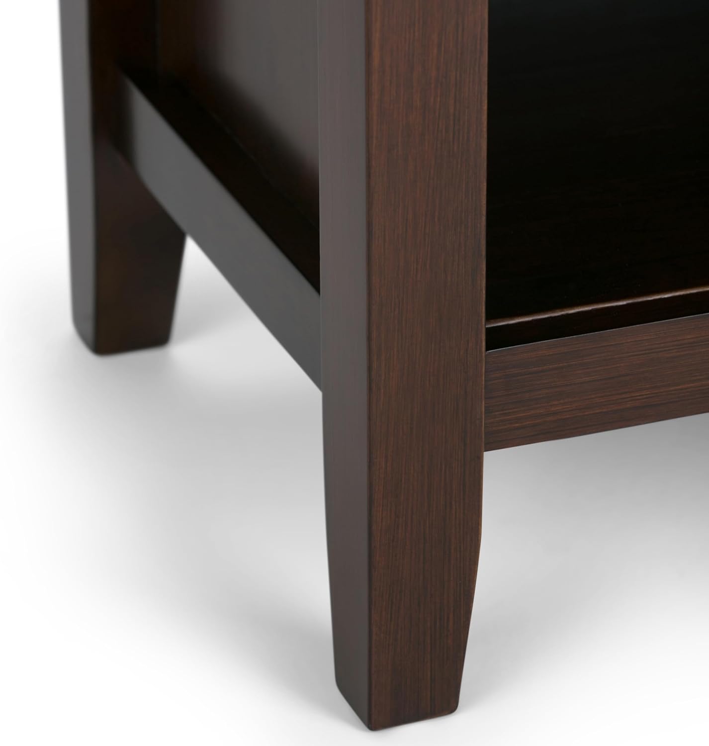 SIMPLIHOME Artisan Bedside Table - 24 inch Wide Solid Wood Nightstand Table in Russet Brown, Transitional Bedroom Side or End Table with 1 Drawer and Open Shelf Storage