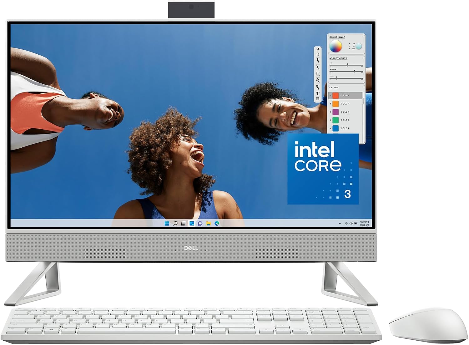 Dell Inspiron 5430 All in One Desktop - 23.8-inch FHD (1920 x 1080) Display, Intel Core 3-100U, 8GB DDR4 RAM, 512GB SSD, Integrated Graphics, Windows 11 Home, Onsite Service - White