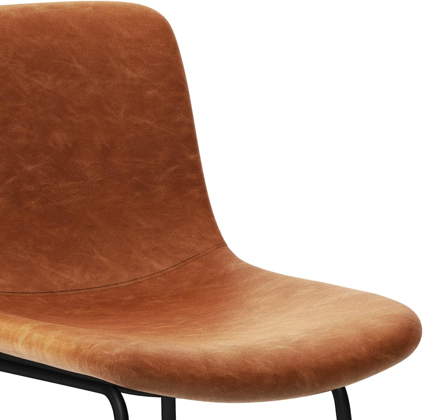 SIMPLIHOME Jolie Contemporary 28 inch Bar Stool (Set of 2) in Camel Brown Vegan Faux Leather for the Dining Room and Kitchen