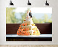 Trykid 20x10ft Wedding Cake Orange Roses Backdrop Tiered Dessert Bride Groom Topper Photography Background Holiday Celebration Party Decoration Tapestry Photo Booth Prop Fabric