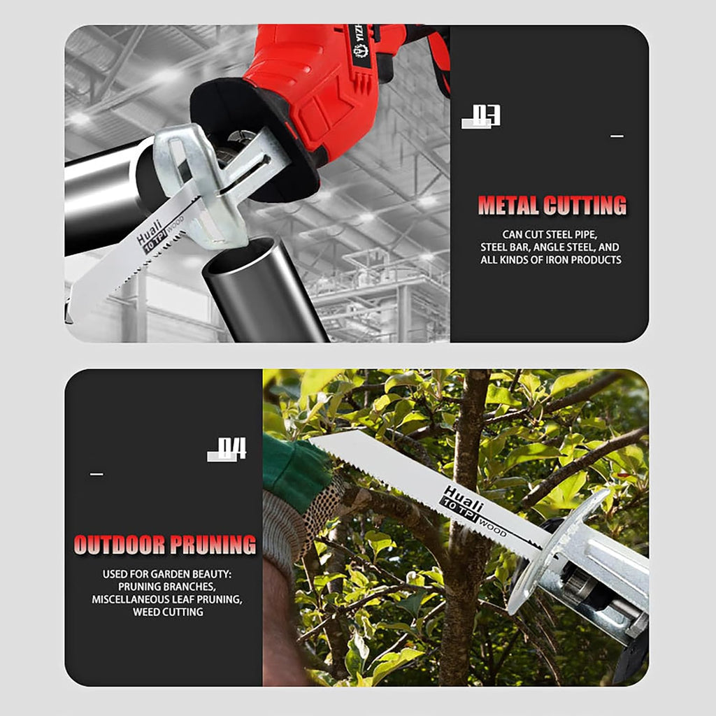 Cordless Reciprocating Saw 48v - Portable Electric Bone Saw, 4pcs Blades Included 2 Battery And Charger For Metal Wood Pvc Pipe Cutting Saw (Two batteries)