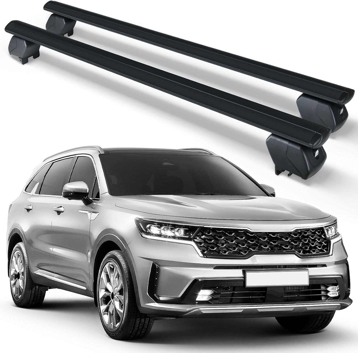 YZONA Heavy Duty 300 LBS Roof Rack Cross Bars Compatible with 2015 2016 2017 2018 2019 2020 2021 2022 2023 2024 Kia Sorento & Sorento HYBIRD with Side Rails, Adjustable & Lockable Crossbars Rooftop