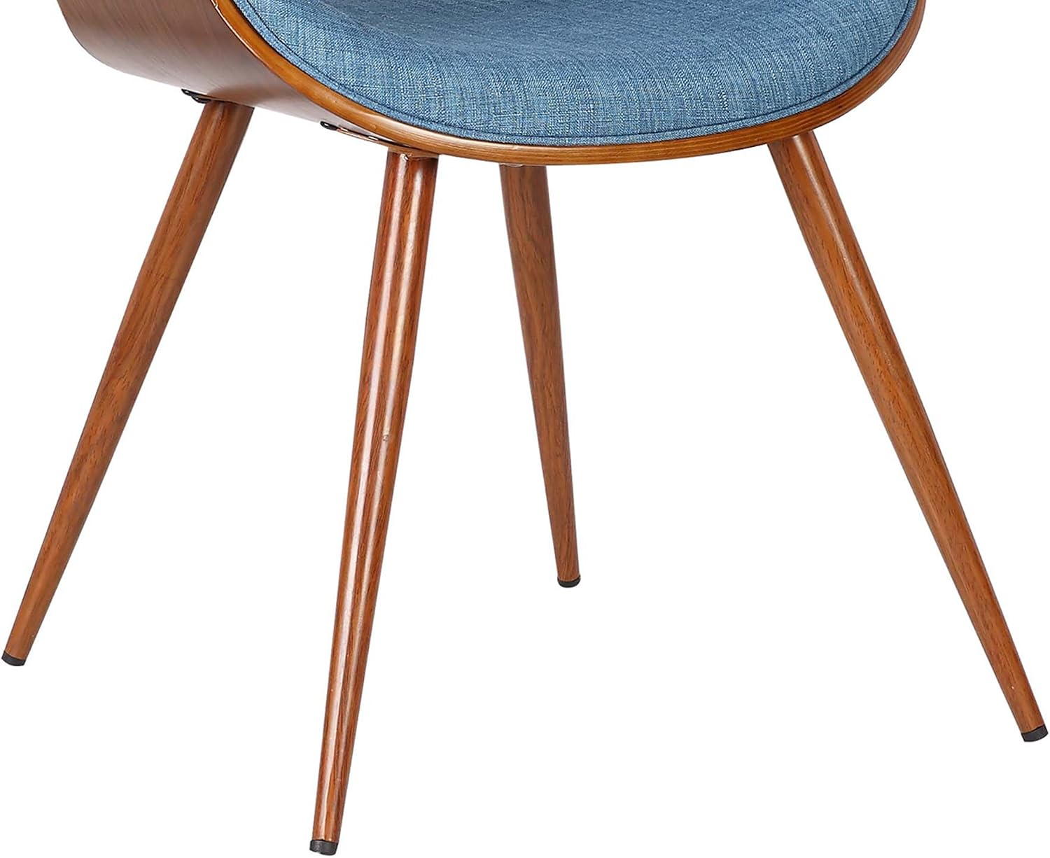 Armen Living Butterfly Mid-Century Dining Chair in Walnut Finish and Blue Fabric