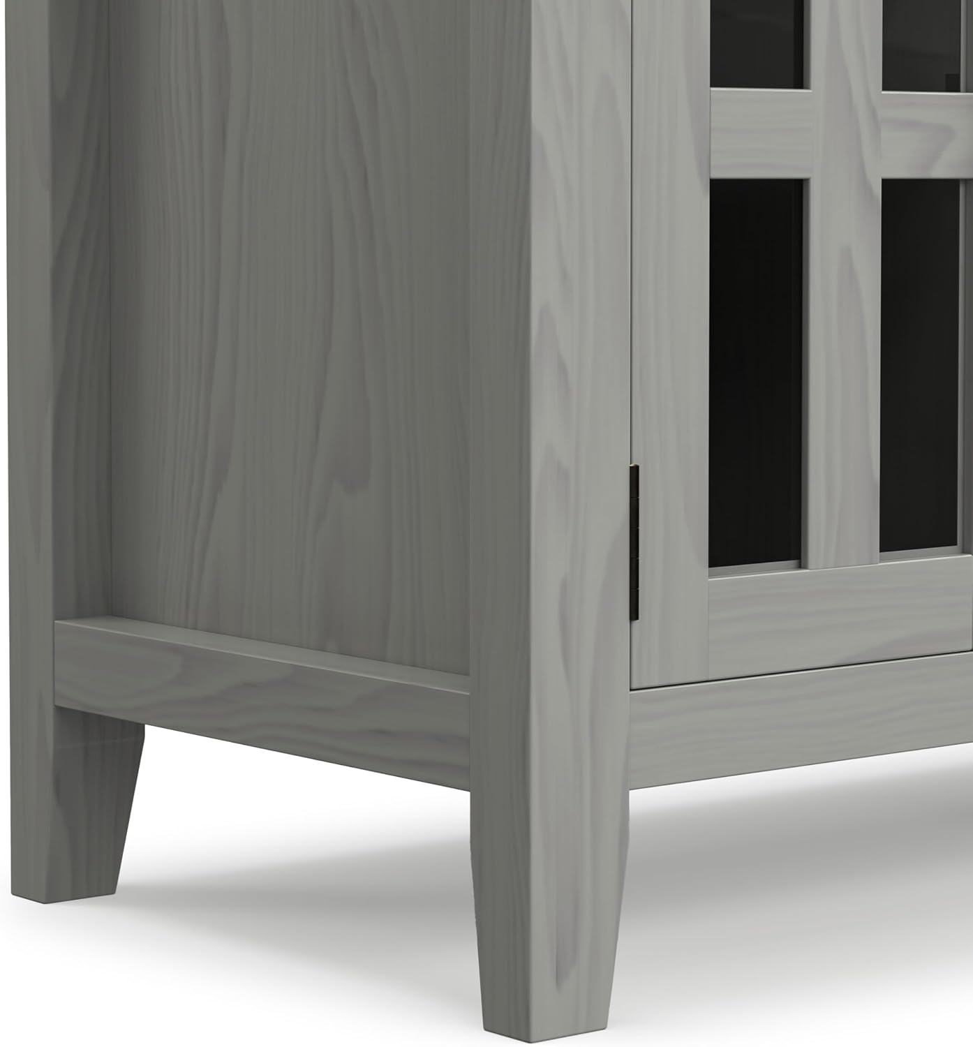 SIMPLIHOME Artisan TV Stand - 72 inch Wide Solid Wood Media Console in Fog Grey, Contemporary Entertainment Center for Living Room for TVs up to 80 Inches with Glass Cabinets and Cable Management