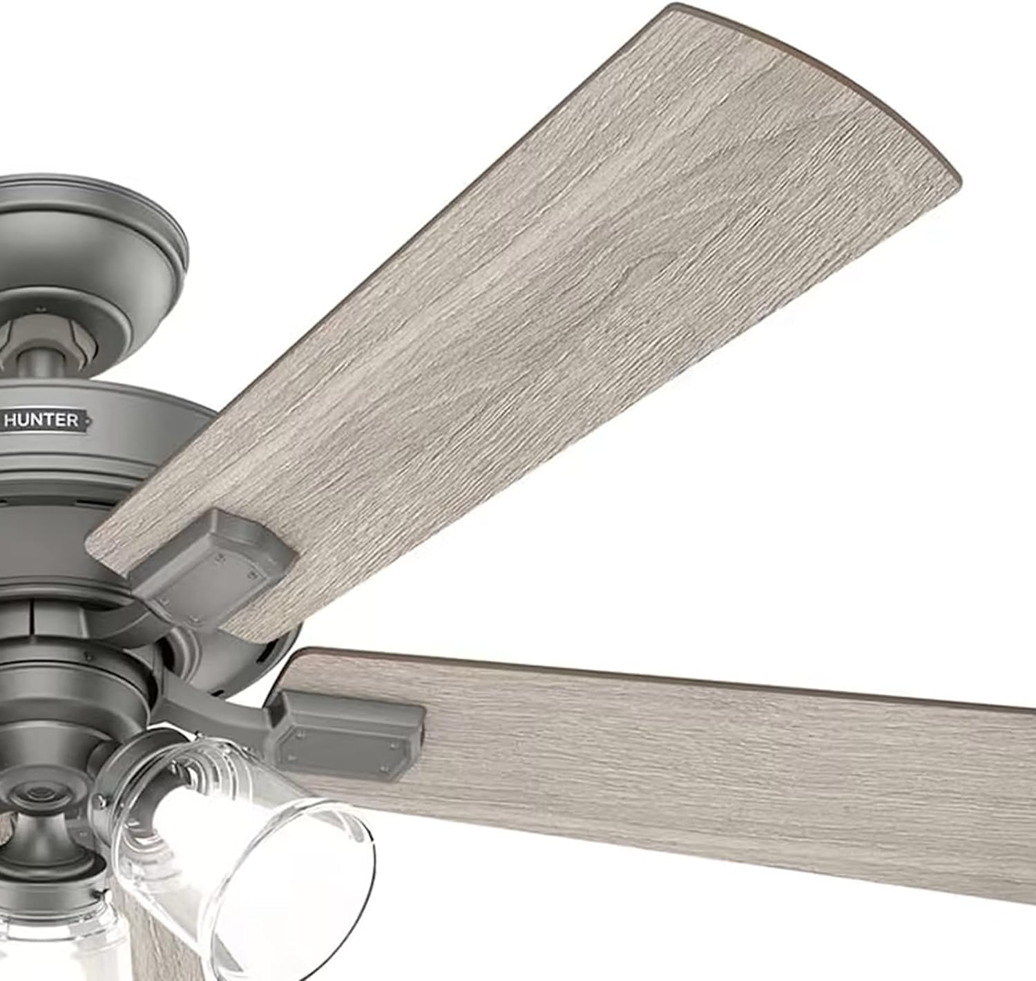 Hunter Fan 52 Inch Casual Matte Silver Finish Indoor Ceiling Fan With Light Kit and Remote Control (Renewed)