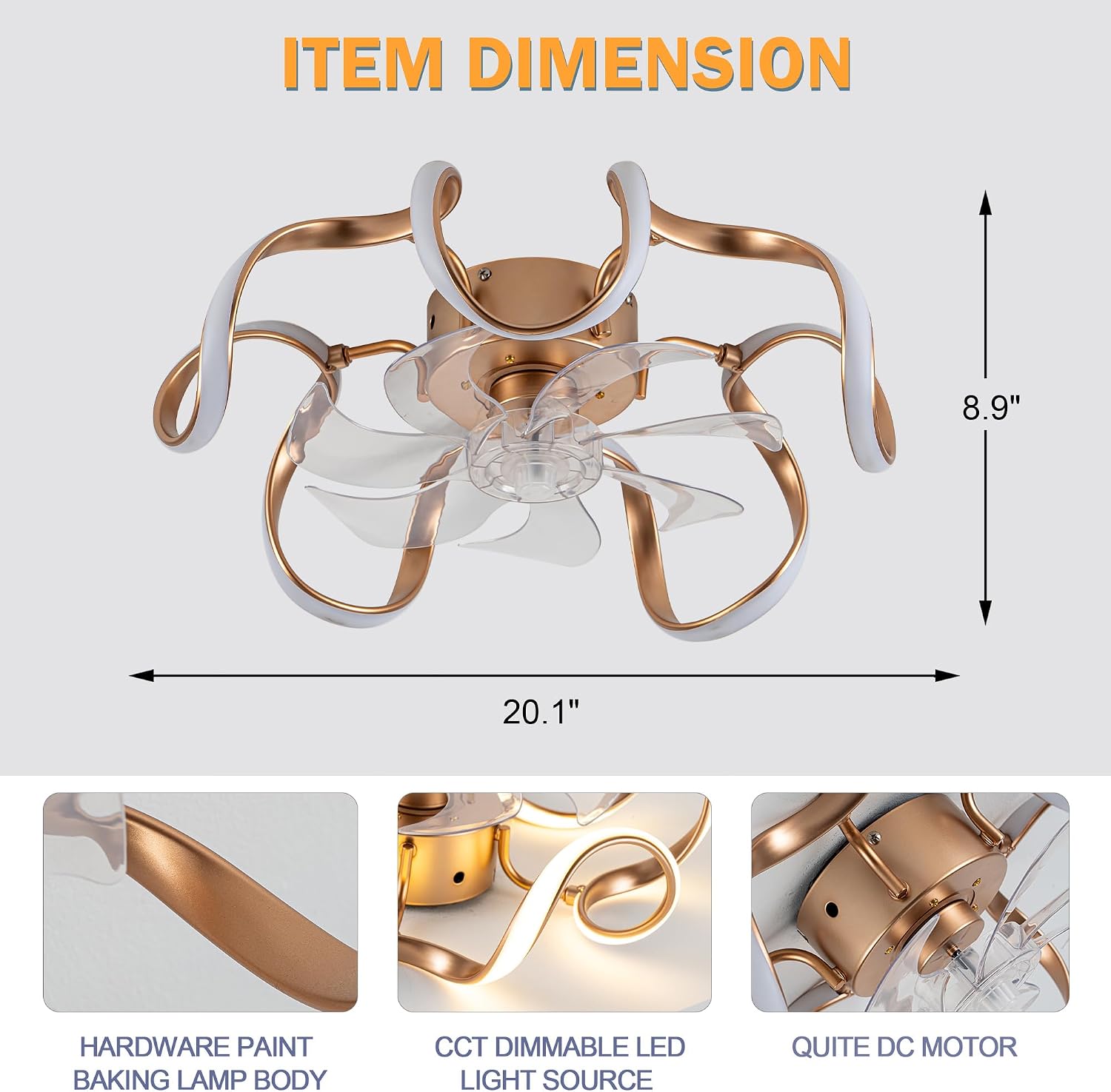 20' Low Profile Flush Mount Ceiling Fans with Memory Function,6 Speeds and 3 Color Lights,Dimmable Light,Ceiling Fan Light with APP and Remote Control for Bedroom,Living Room,Kitchen
